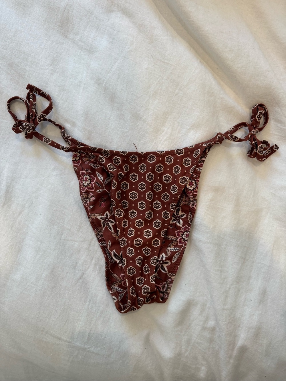 Target Women's Maroon Floral Tie-Side Bikini Bottoms reversible